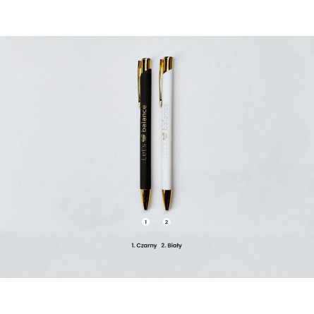 Długopisy metalowe ze złotymi elementami