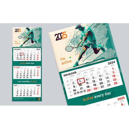 Kalendarze trójdzielne - główka wypukła, tektura falista