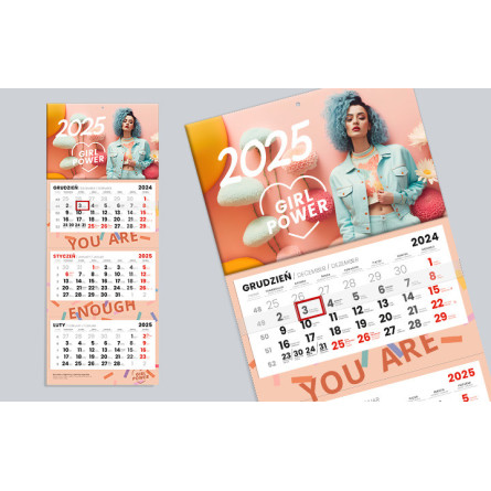 Kalendarze trójdzielne - główka wypukła, tektura lita + gąbka