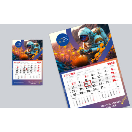 Kalendarze jednodzielne - główka wypukła, tektura lita